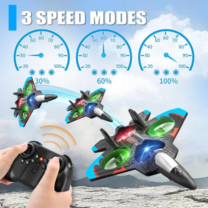 🔥 10,000 Sold This Week✨RC Stunt Fighter Jet Toy for Kids with 360° Flips & LED Lights