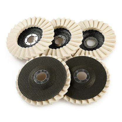 🏆 10,000 Sold This Week✨5 Inch Wool Polishing Wheels Set for Angle Grinders High Gloss Mirror Finish on Metal Glass Ceramic Stone Durable Efficient Design