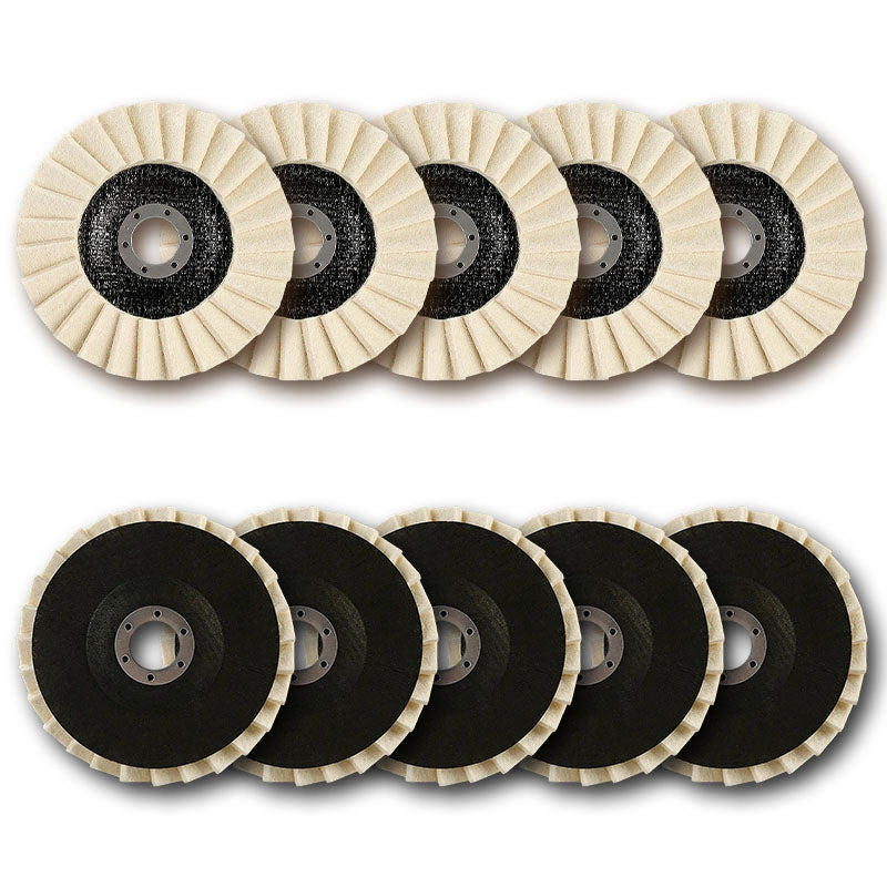 🏆 10,000 Sold This Week✨5 Inch Wool Polishing Wheels Set for Angle Grinders High Gloss Mirror Finish on Metal Glass Ceramic Stone Durable Efficient Design