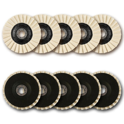 🏆 10,000 Sold This Week✨5 Inch Wool Polishing Wheels Set for Angle Grinders High Gloss Mirror Finish on Metal Glass Ceramic Stone Durable Efficient Design