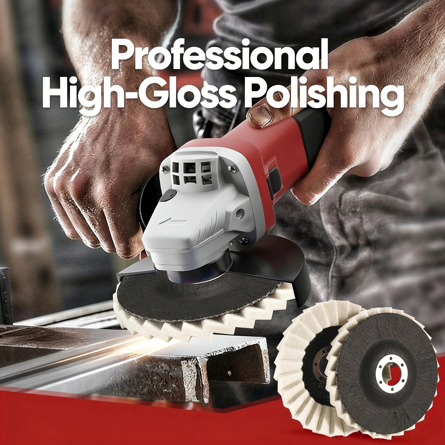 🏆 10,000 Sold This Week✨5 Inch Wool Polishing Wheels Set for Angle Grinders High Gloss Mirror Finish on Metal Glass Ceramic Stone Durable Efficient Design