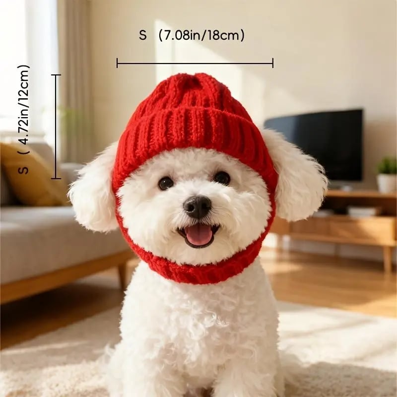 🔥 10,000 Sold This Week✨ - 🐾Red Wool Knit Dog Beanie with Ear Flaps – Warm Winter Hat