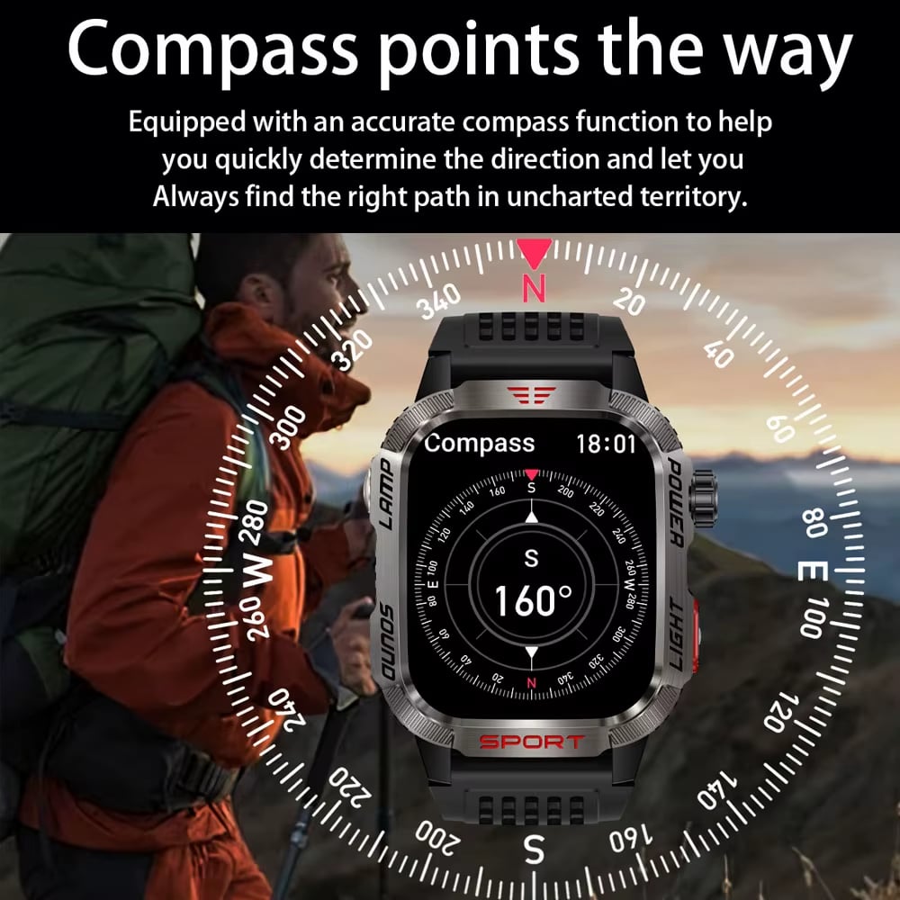 🏆 10,000 Sold This Week✨Men's Military Outdoor Sports Smart Watch for Android & IOS