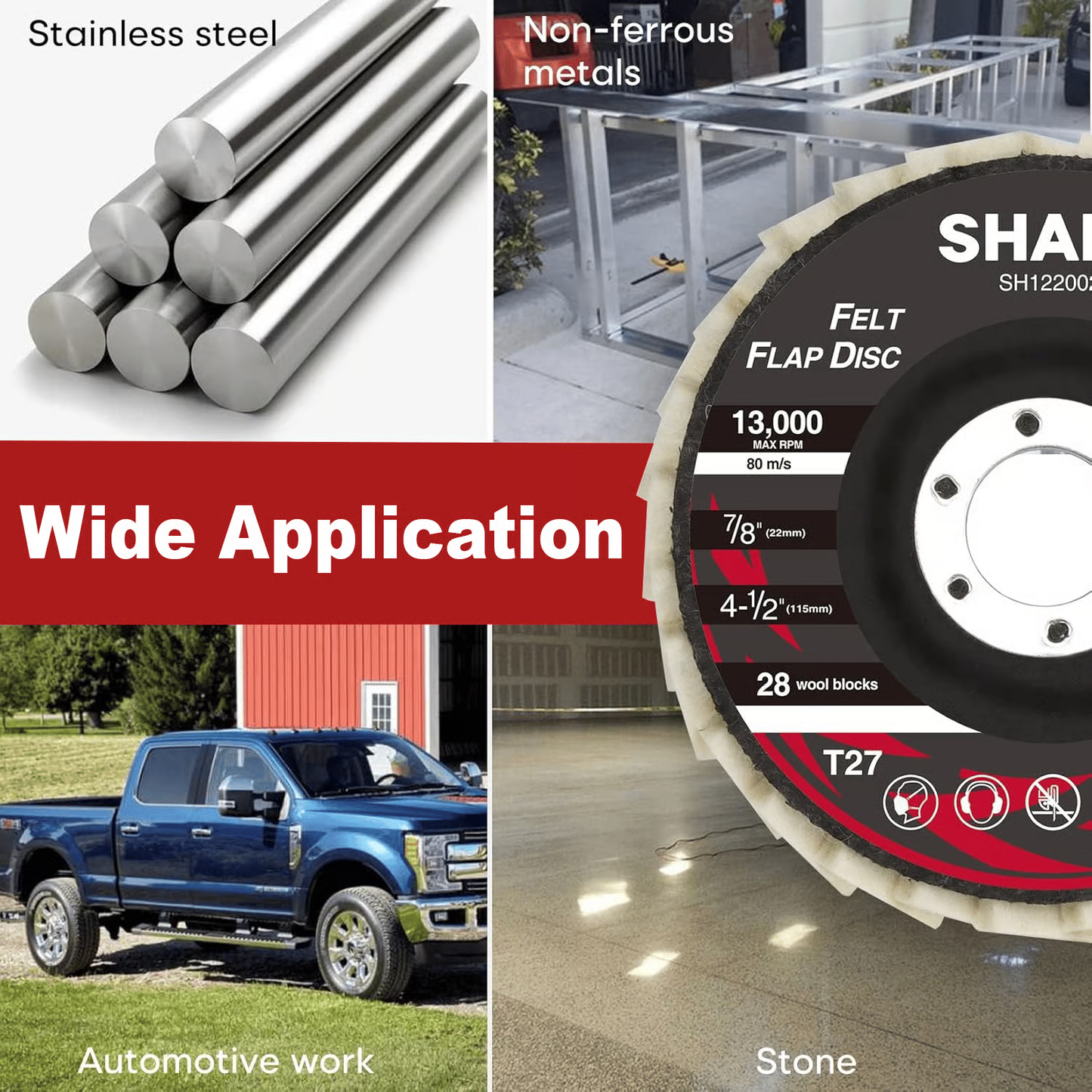 🏆 10,000 Sold This Week✨5 Inch Wool Polishing Wheels Set for Angle Grinders High Gloss Mirror Finish on Metal Glass Ceramic Stone Durable Efficient Design