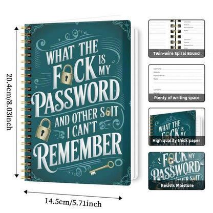 🔥Last Day 60% OFF - 📅Funny Password Notebook - Spiral Bound with Lock Icons & Funny Security Phrases✍️