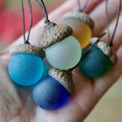 🔥 10,000 Sold This Week✨-🌊Handmade Sea Glass Acorn Ornaments