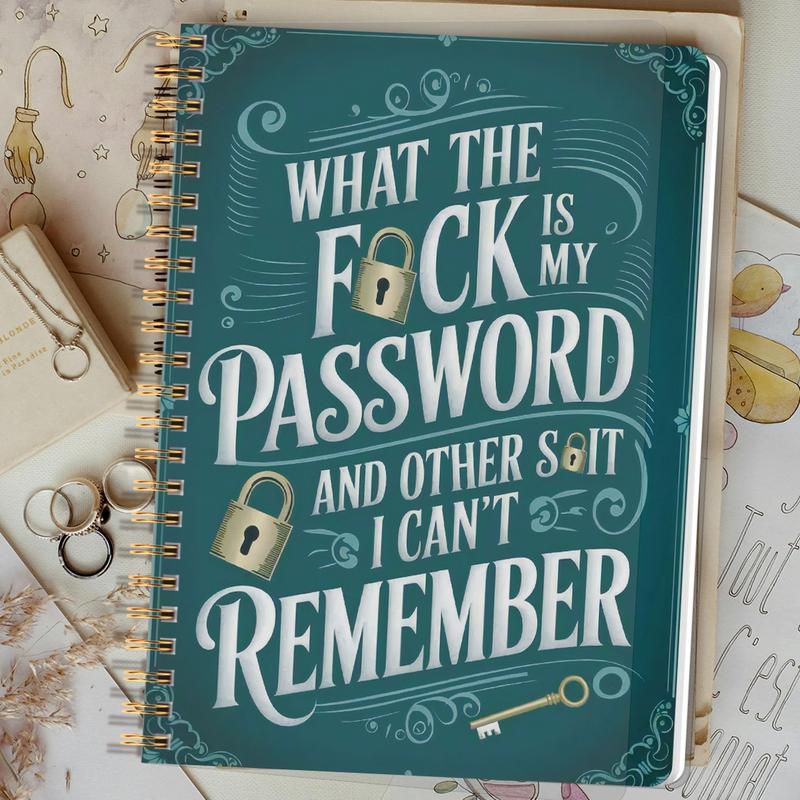 🔥Last Day 60% OFF - 📅Funny Password Notebook - Spiral Bound with Lock Icons & Funny Security Phrases✍️