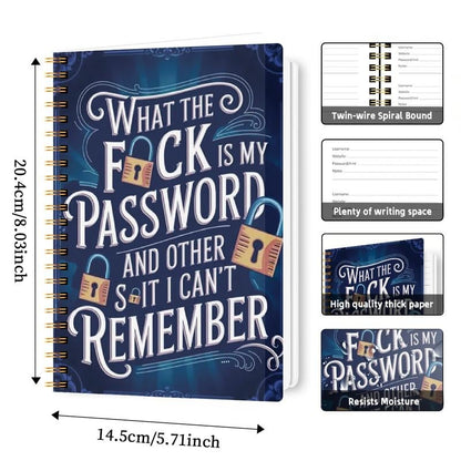 🔥Last Day 60% OFF - 📅Funny Password Notebook - Spiral Bound with Lock Icons & Funny Security Phrases✍️