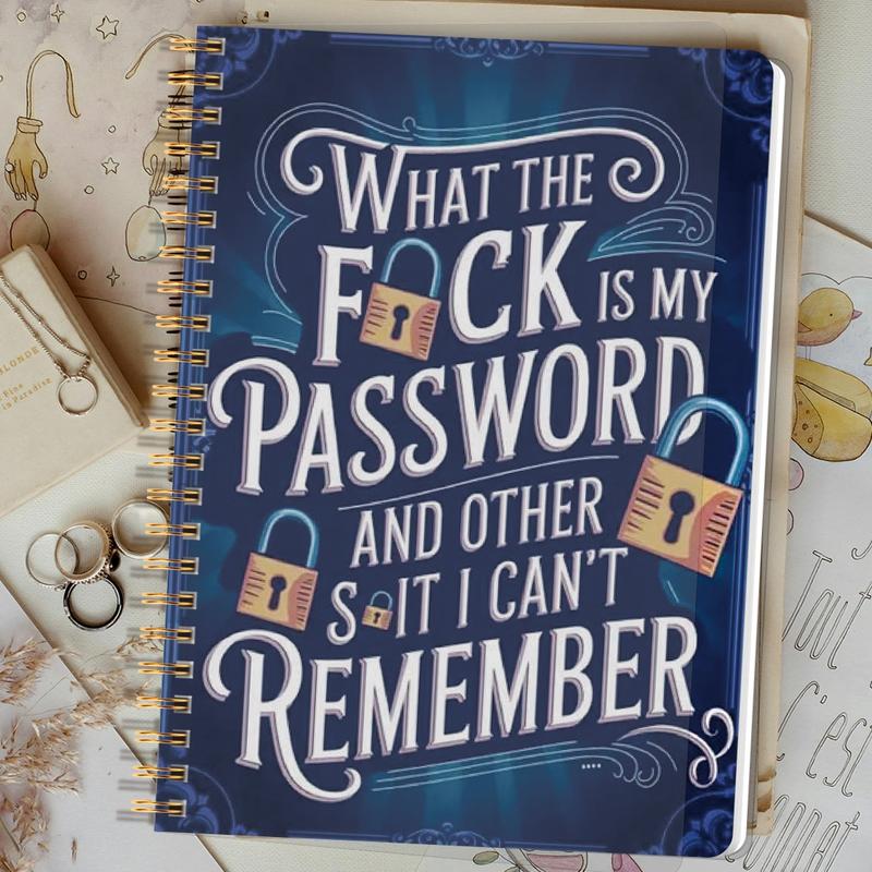 🔥Last Day 60% OFF - 📅Funny Password Notebook - Spiral Bound with Lock Icons & Funny Security Phrases✍️