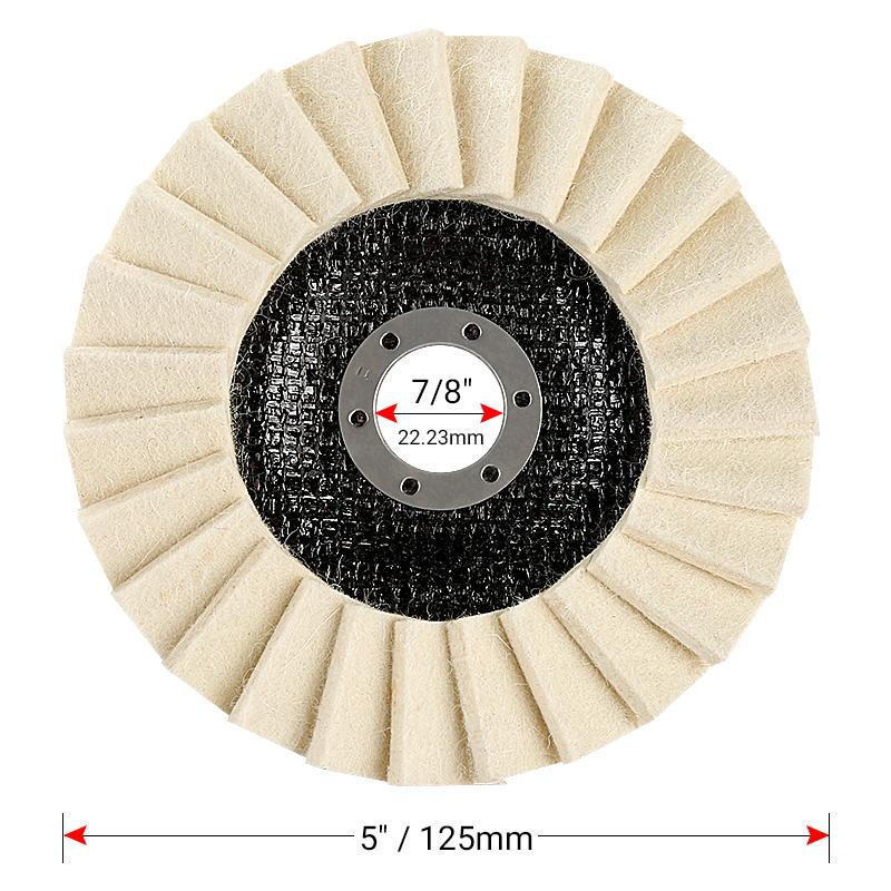 🏆 10,000 Sold This Week✨5 Inch Wool Polishing Wheels Set for Angle Grinders High Gloss Mirror Finish on Metal Glass Ceramic Stone Durable Efficient Design