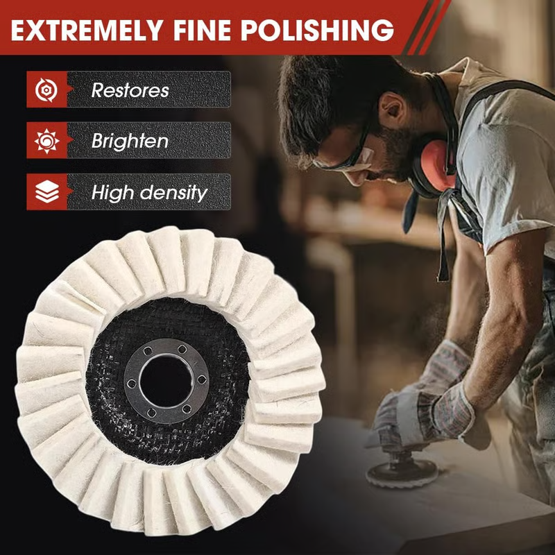 🏆 10,000 Sold This Week✨5 Inch Wool Polishing Wheels Set for Angle Grinders High Gloss Mirror Finish on Metal Glass Ceramic Stone Durable Efficient Design