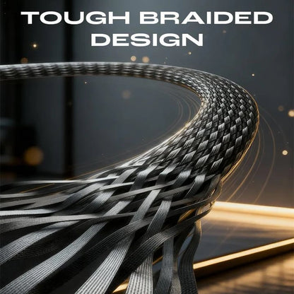 📱65W Braided Fast Charge Cable With Built-in Phone Stand