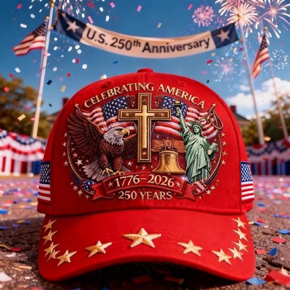 🦅Eagle & Liberty & Cross🎆United States 250th Anniversary Hat🧢