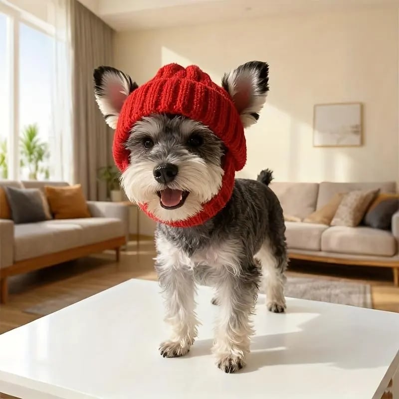 🔥 10,000 Sold This Week✨ - 🐾Red Wool Knit Dog Beanie with Ear Flaps – Warm Winter Hat