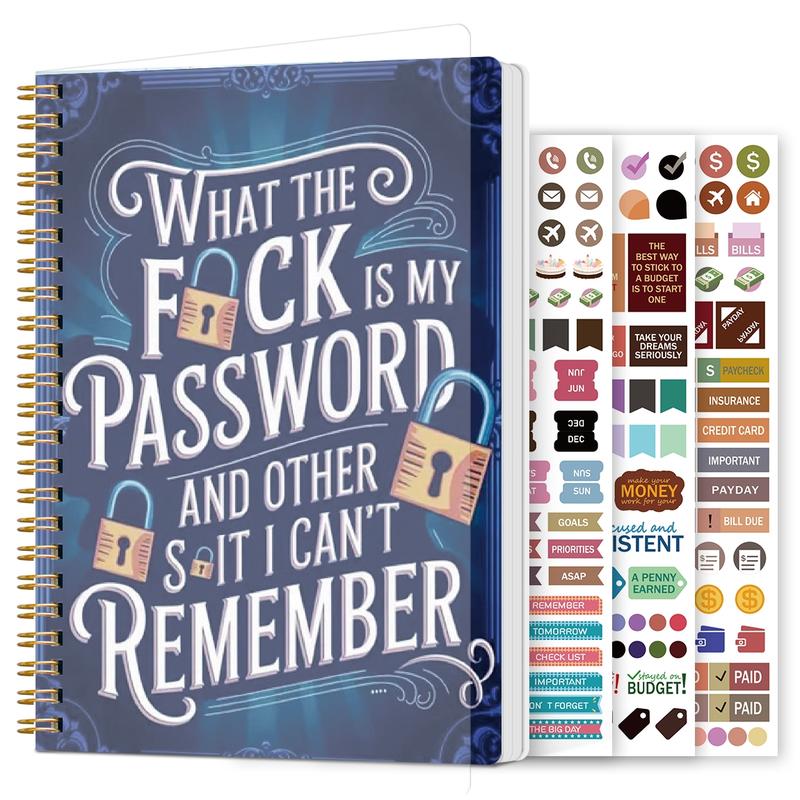 🔥Last Day 60% OFF - 📅Funny Password Notebook - Spiral Bound with Lock Icons & Funny Security Phrases✍️
