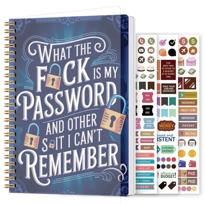 🔥Last Day 60% OFF - 📅Funny Password Notebook - Spiral Bound with Lock Icons & Funny Security Phrases✍️