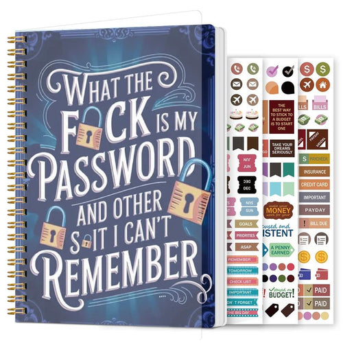 🔥Last Day 60% OFF - 📅Funny Password Notebook - Spiral Bound with Lock Icons & Funny Security Phrases✍️