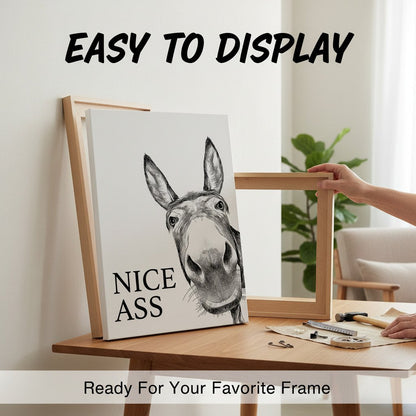 🔥 10,000 Sold This Week✨Funny Bathroom Wall Art - "Nice Ass" Donkey Print(No Frame)