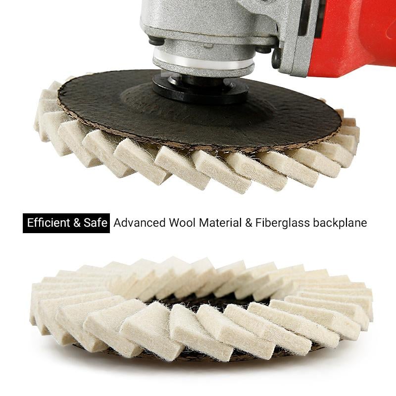 🏆 10,000 Sold This Week✨5 Inch Wool Polishing Wheels Set for Angle Grinders High Gloss Mirror Finish on Metal Glass Ceramic Stone Durable Efficient Design