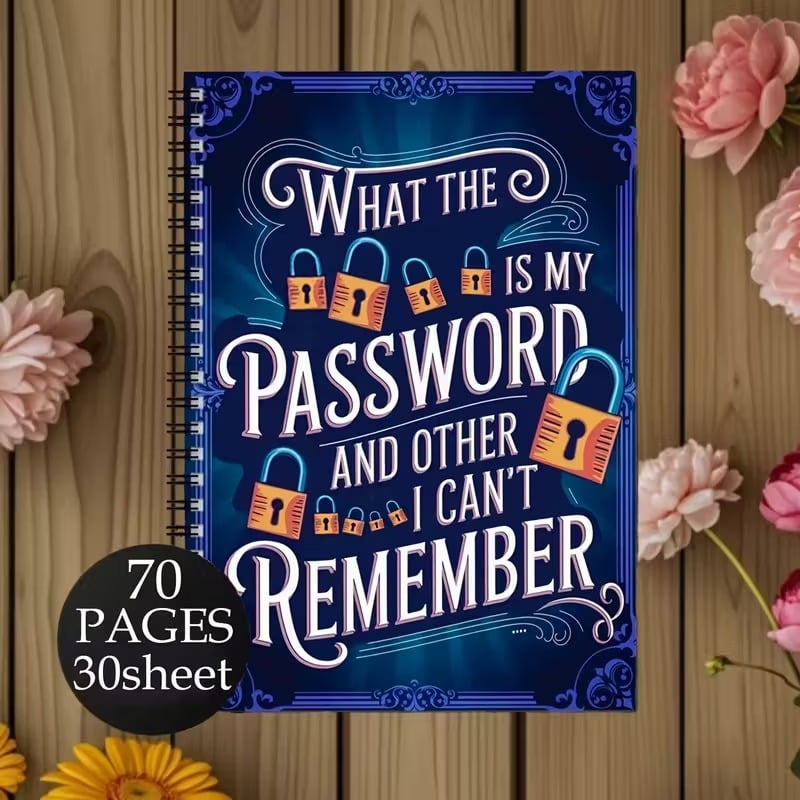 🔥Last Day 60% OFF - 📅Funny Password Notebook - Spiral Bound with Lock Icons & Funny Security Phrases✍️