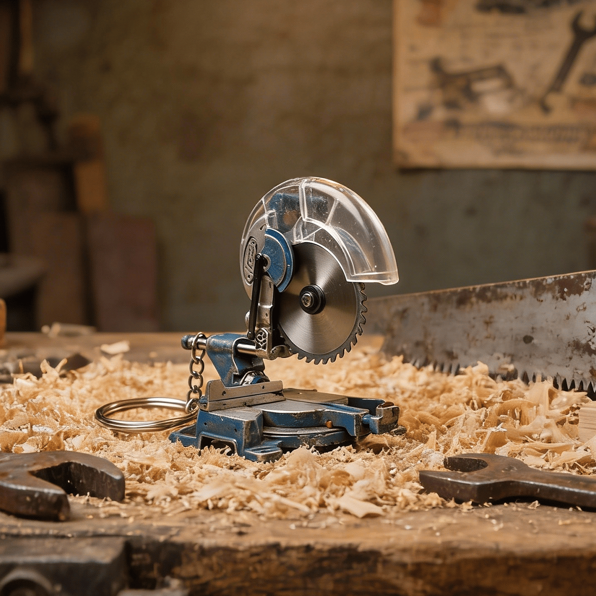 🛠️ 2-in-1 Mini Mitre Saw Keychain: Portable Cutting Tool + Collector's Item for Tool Enthusiasts
