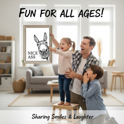 🔥 10,000 Sold This Week✨Funny Bathroom Wall Art - "Nice Ass" Donkey Print(No Frame)