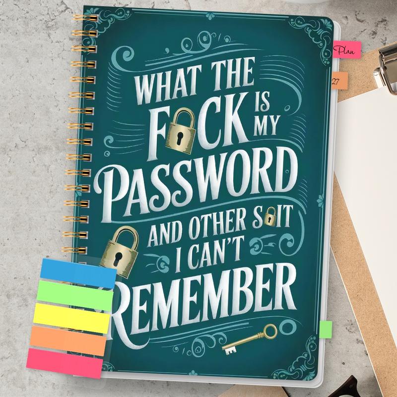 🔥Last Day 60% OFF - 📅Funny Password Notebook - Spiral Bound with Lock Icons & Funny Security Phrases✍️