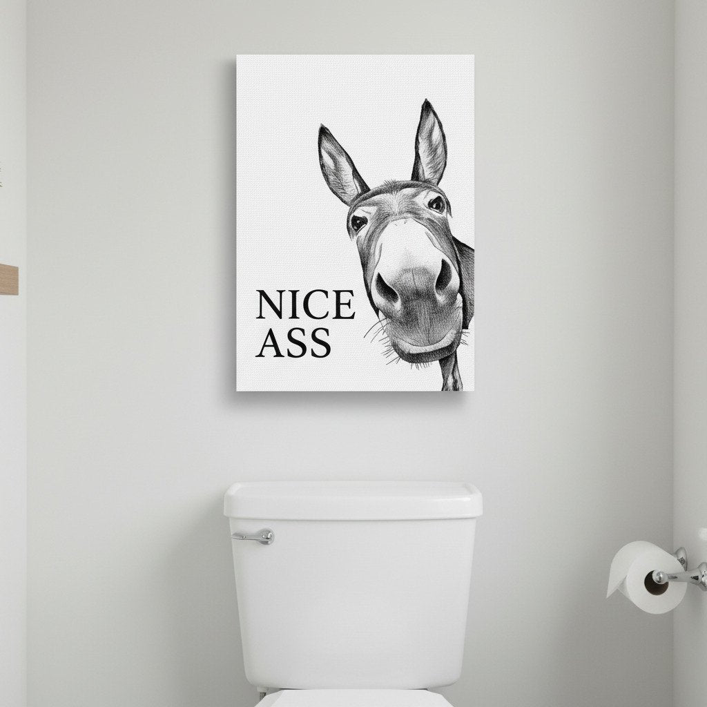 🔥 10,000 Sold This Week✨Funny Bathroom Wall Art - "Nice Ass" Donkey Print(No Frame)